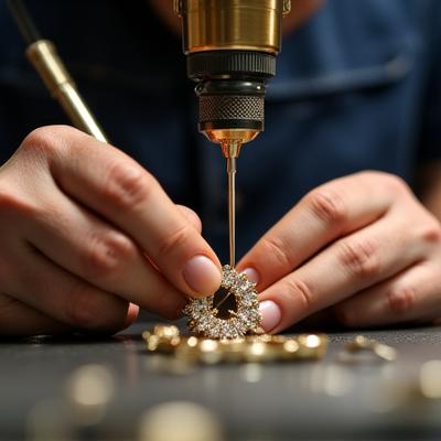 Artisan jeweler setting diamonds in fine gold jewelry New York