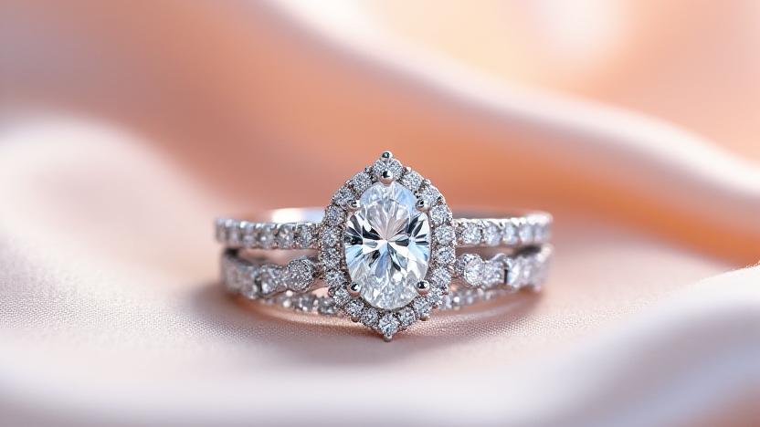 Bridal diamond engagement ring set on silk