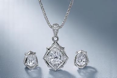 Diamond accented jewelry pendant earrings white gold luxury collection