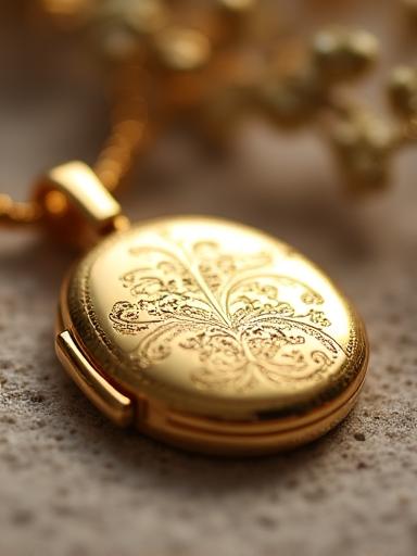 Engraved gold locket personalized jewelry gift
