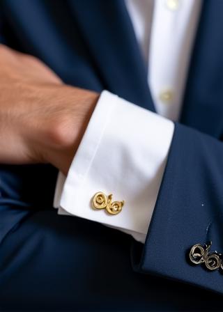 Gold cufflinks with engraving corporate executive gift set