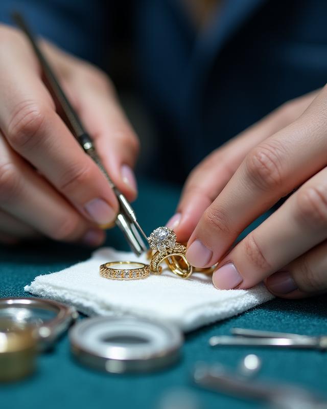 Fine jewelry repair and cleaning service at professional New York workshop
